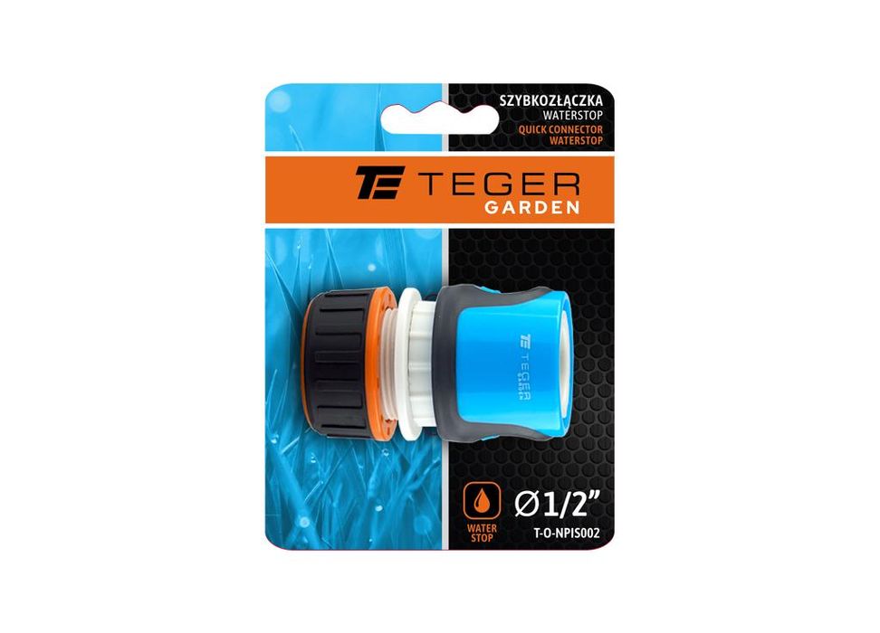 Szybkozłączka 1/2" do węża ogrodowe - z waterstop / TEGER Solidna