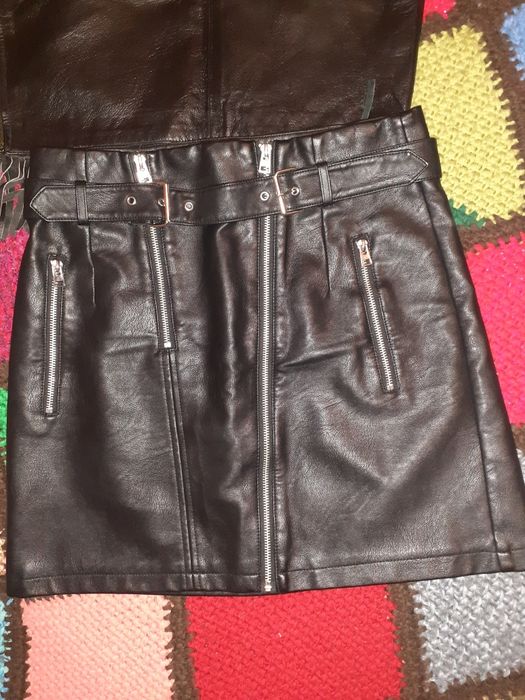 Юбка+топ шкіряні