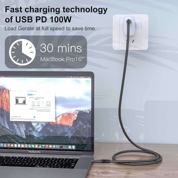 CAKOBLE USB C 5 m, USB C 3.2 Gen2, 20Gb/s, 100W, 20 V/5A, C, 4K 60Hz