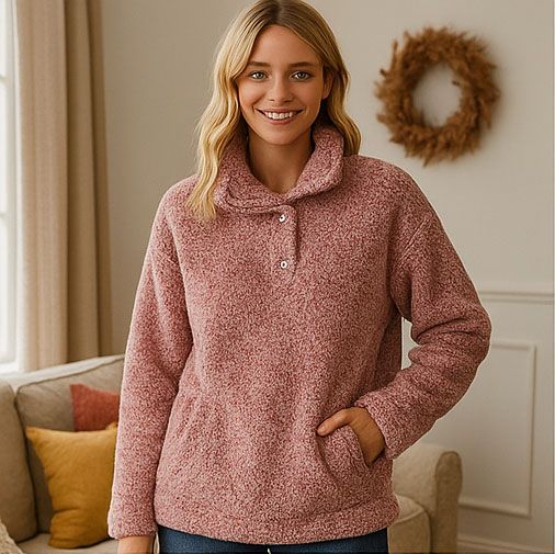 Różowa pluszowa bluza sweter damski XL