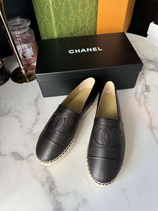 Espadryle Chanel black leather