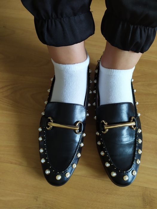 Zara czarrne mokasyny buty peły 36 nowe bez metki