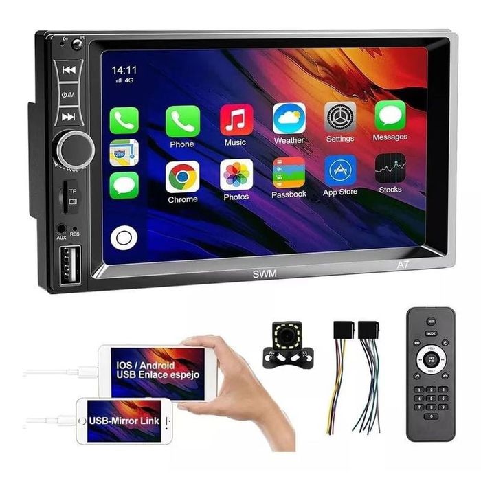 Rádio 2Din 7018B Bluetooth MirrorLink USB cartão controle volante NOVO