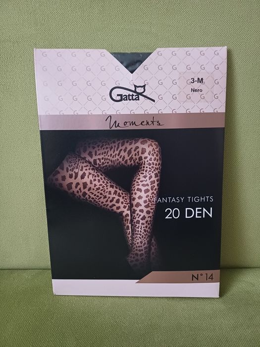 Nowe rajstopy Gatta Fantasy 20 Den z wzorem lamparta czarne- nero