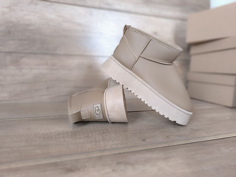 36-41 р короткі угги на платформі шкіряні женские ботинки кожаные ugg