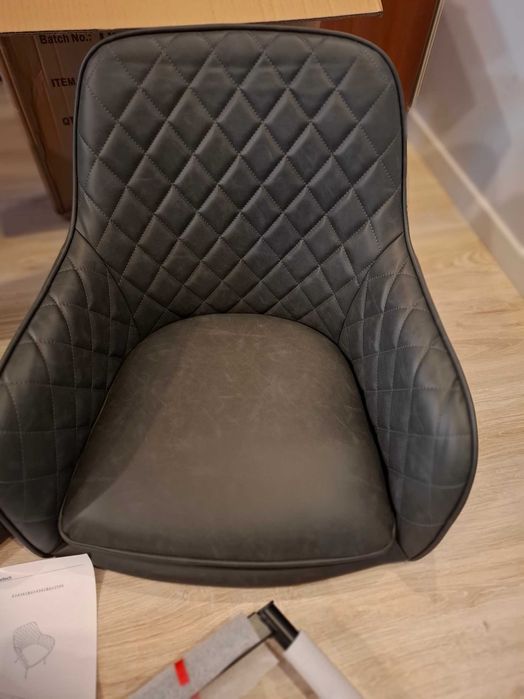 Zestaw 2 krzeseł ,kolor szary, sztuczna skóra