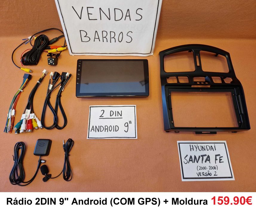 (NOVO) Rádio 2DIN 9" • Hyundai SANTA FE (2000 a 2012) Android [4+64GB]