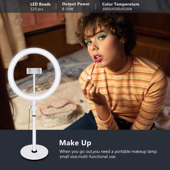 Ring Light Anel de Luz Estável Base Mesa Branco