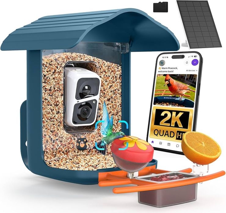 Розумна годівничка для птахів з AI-камерою Nafnti (2K HD / 5G) смарт-шпаківня