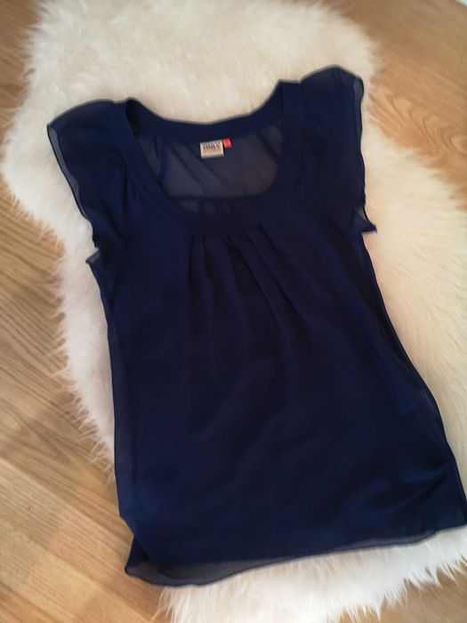 ONLY granatowa bluzka zwiewna falbana lato 36/S