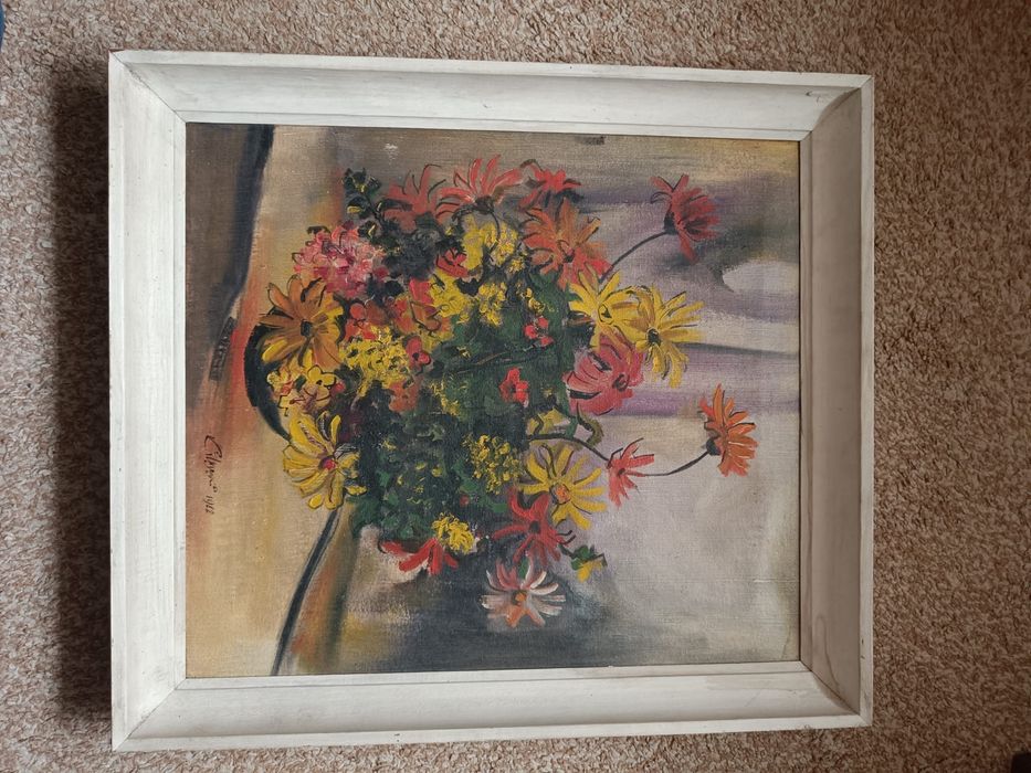 Obraz olejny kwiaty  1982 płótno 60x50