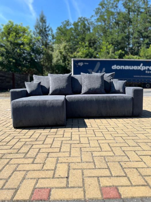 Nowy narożnik z funkcją spania sztruksowy | dowóz do klienta