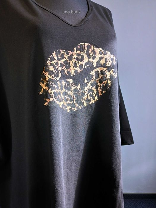 Tunika plus size rozmiar 56/58 USTA kolor CZARNY