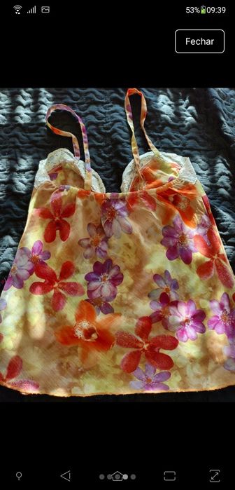 Top alças S com renda