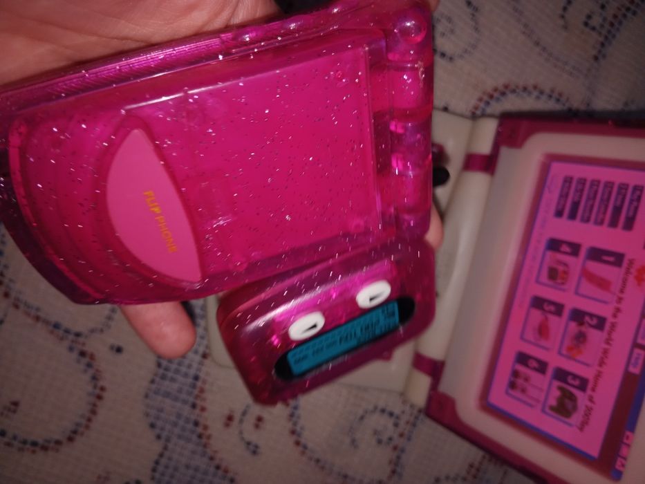 Set brinquedos faz de conta: portátil, bip e telemóvel - rosa glitter