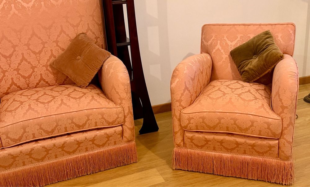 Conjunto Raro Arte Nova Português - Grande Marcenaria Moderna (Lisboa) | Sofá + 2 Cadeirões