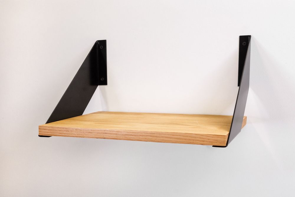 Loftowa półka dębowa z czarnymi podpórkami 35x20 cm LOFT DĄB