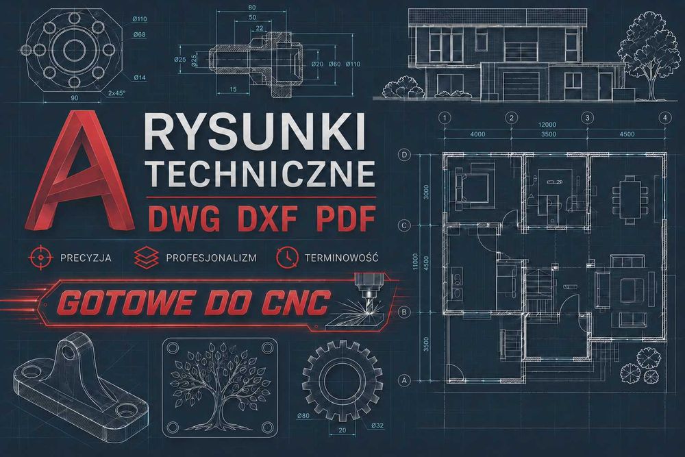 Projekty, rysunki techniczne, gotowe do CNC. (.dwg .dxf. pdf)