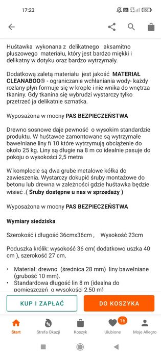 Huśtawka króliczek różowa