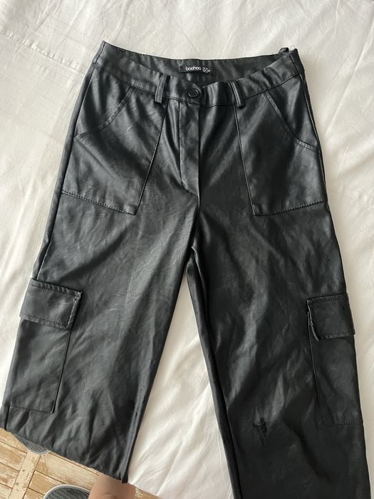 шкіряні теплі брюки з флісом