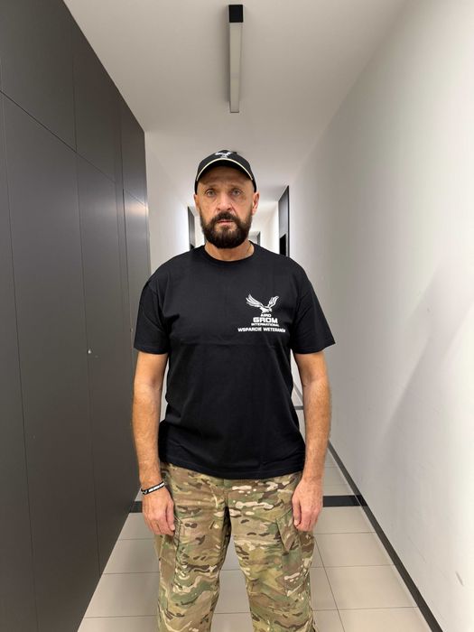 Wojskowa koszulka T-shirt, Wsparcie Weteranów czarno-biała, Airo Grom