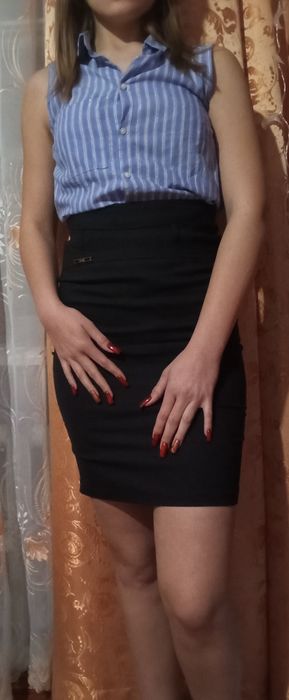 Легка жіноча сорочка H&M без рукавів, блакитна в смужку