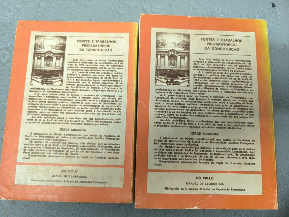 Fontes e Trabalhos Preparatórios da Constituição — Jorge Miranda 2 vol