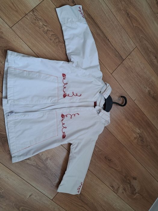 Wiosenno letni płaszczyk, dziewczęcy biały rozm 86