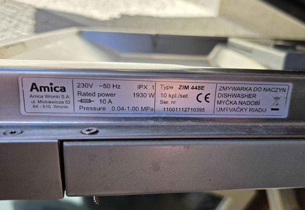 Zmywarka Amica na części