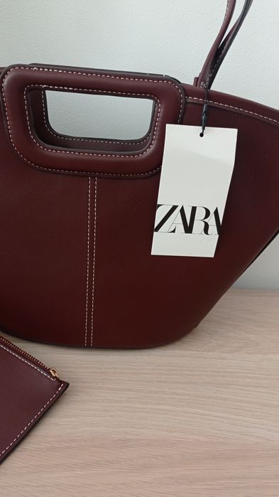 Torebka torebka  bordo skórzana shopperka