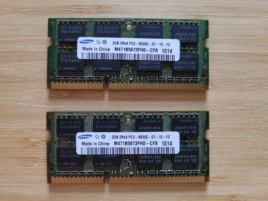 2 kości pamięci RAM Samsung M471B5673FH0-CF8 2GB SO-DIMM DDR3