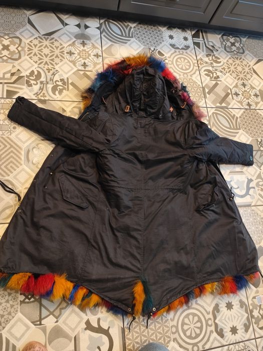 Parka lis farbowany unikat kurtka