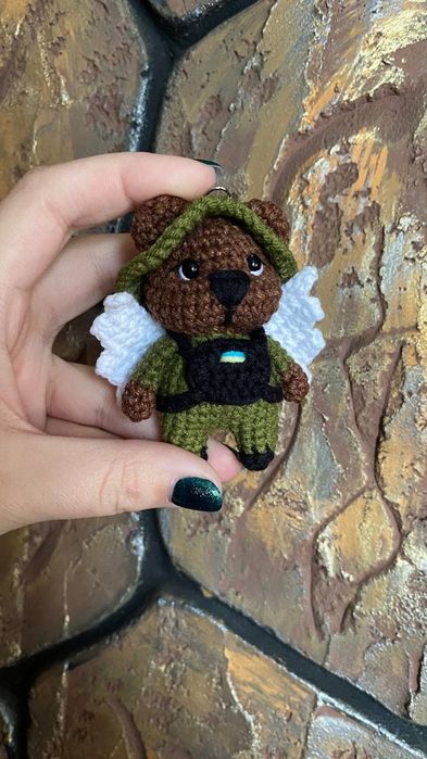 Оберіг військового ЗСУ, брелок талісман Кіт/Ведмеди з написом