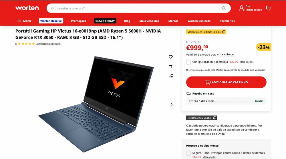 Portátil Gaming HP Victus