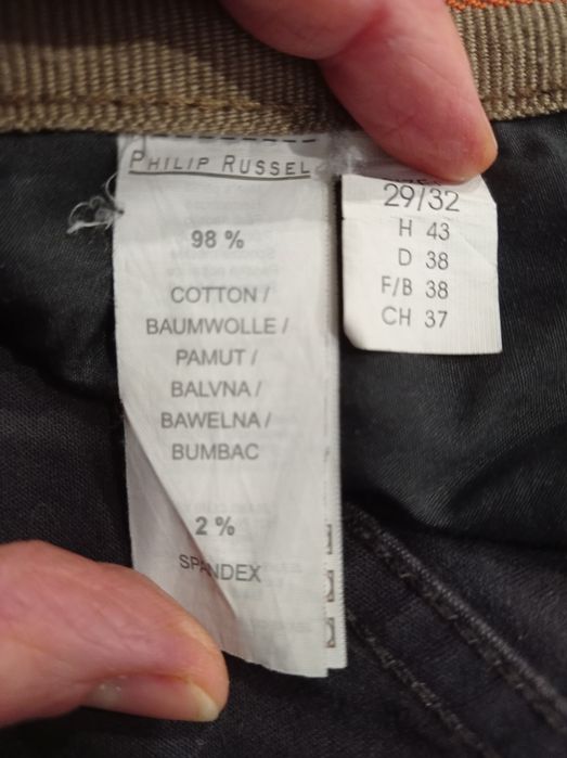 Delikatne grafitowe spodnie materiałowe, Philip Russell, r. M