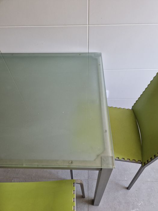 Mesa aço inoxidavel com vidro temperado