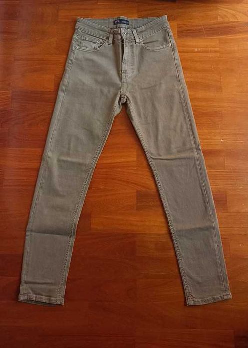 Calças Zara Slim Fit Verde Homem