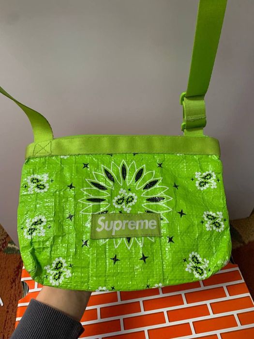 supreme bandana tarp side bag green