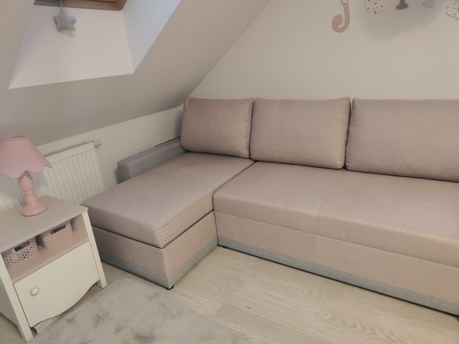 Narożnik młodzieżowy Agata Meble różowo-szary