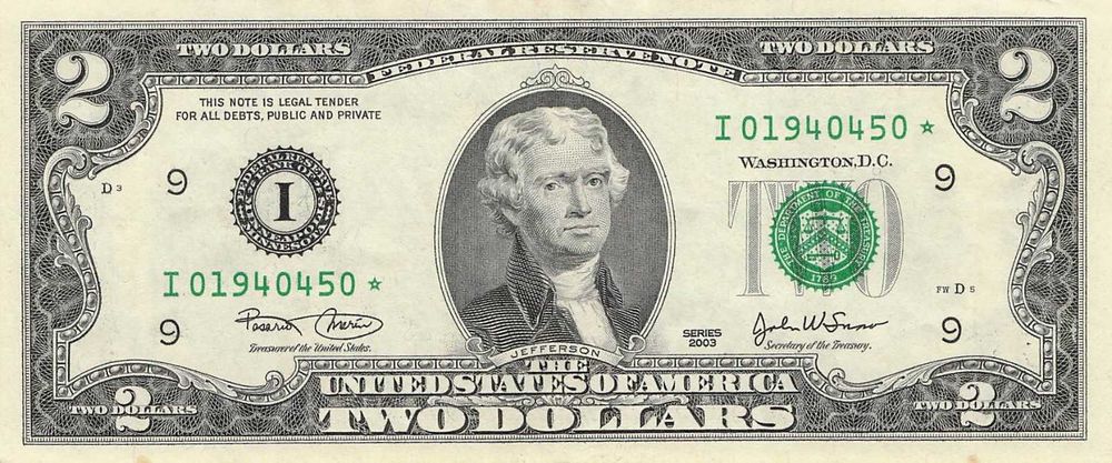 Stany Zjednoczone Ameryki USA 2 dolary 2003 P.516 z gwiazdką