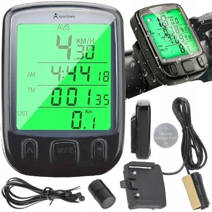 Licznik rowerowy przewodowy 22 funkcje + bateria podświetlenie