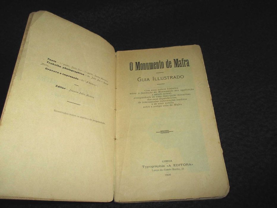 Livro O Monumento de Mafra Guia Ilustrado 1906