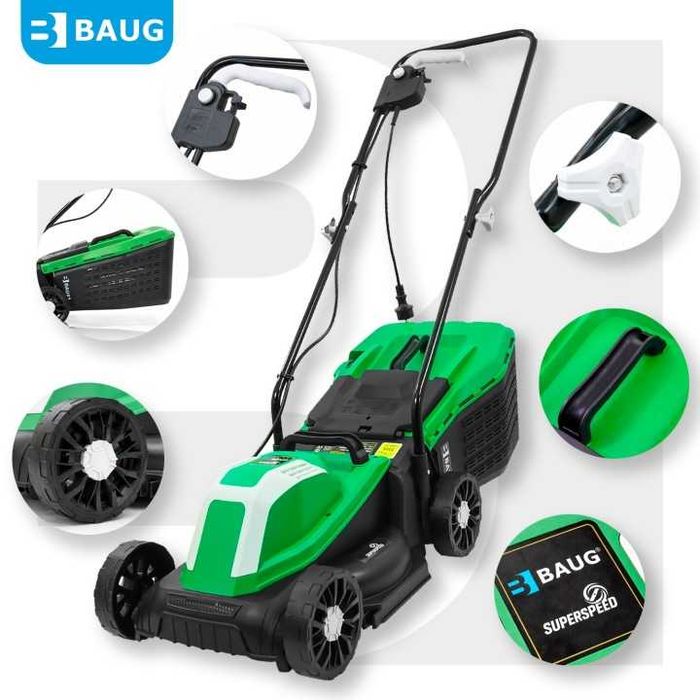 Kosiarka elektryczna do trawy z regulacją duży kosz mocna lekka  32L 1300W