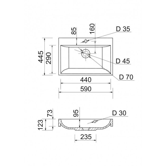Умивальник Adamant 59х41х13