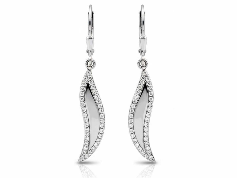 Srebrne kolczyki wiszące z cyrkoniami 925 rodowane