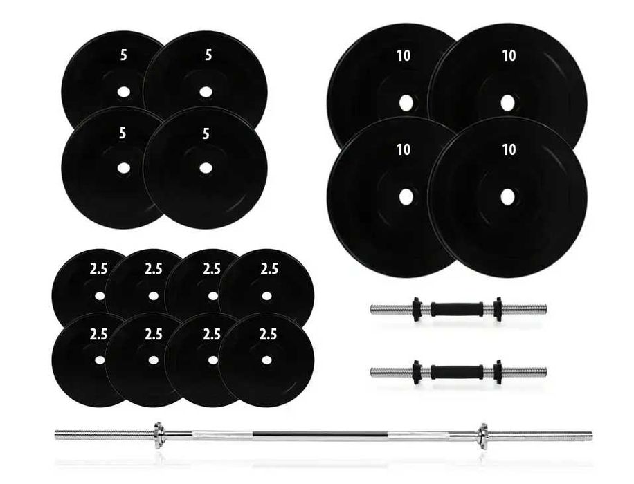 Набір Штанга + Гантелі загальною вагою 92 кг Рівне Склад