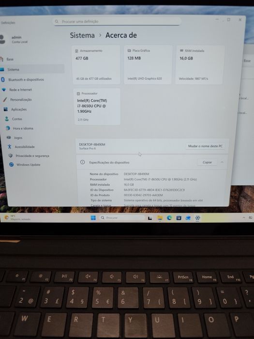Microsoft Surface Pro 6  i7 , 16gb mem, 512gb disc
