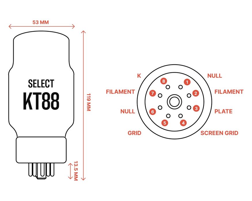 Lampa elektronowa Ray Tubes KT88 Select - kwadra (4 szt.)
