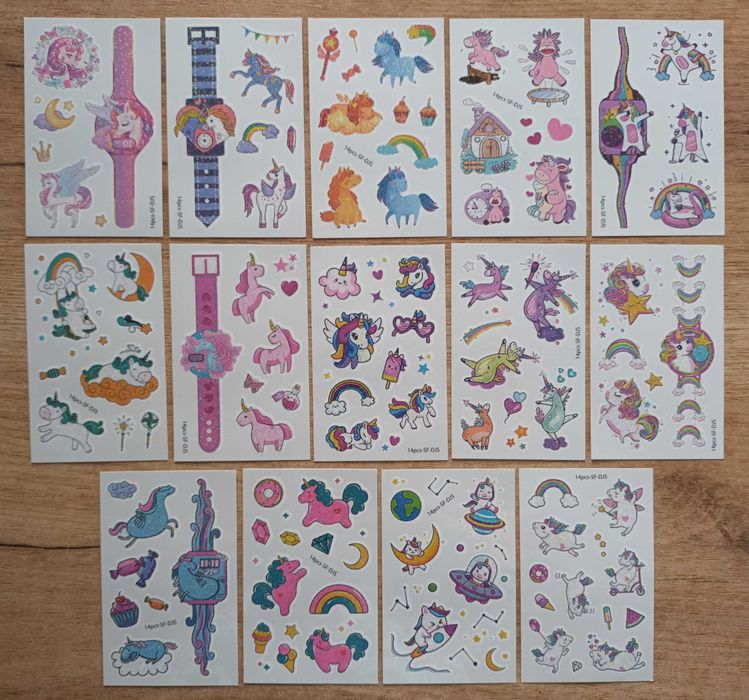 Zestaw XXL! tatuaże brokatowe JEDNOROŻCE