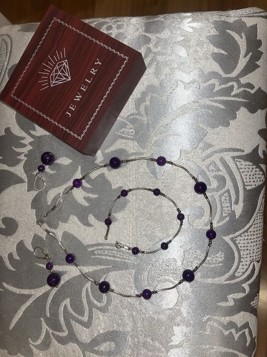 Zestaw bizuteri z fioletowym ametystem